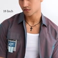 thumbnail image 5 of 18K Gold Filled Cross Necklace for Men Stainless Steel Figaro Chain Silver Black Cross Pendant Necklace for Men Women 18"- 20", 5 of 7