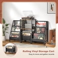 thumbnail image 4 of Soporte para tocadiscos con carrito de almacenamiento de vinilo, mesa para tocadiscos con almacenamiento de discos, 200 álbumes, soporte para tocadiscos con soporte para discos, estante de exhibición, 4 of 5