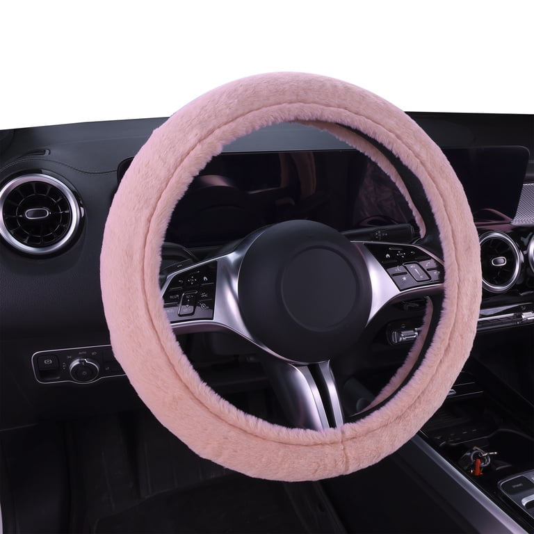 Faux Fur Steering Wheel Cover, Pink, Universal photo 2
