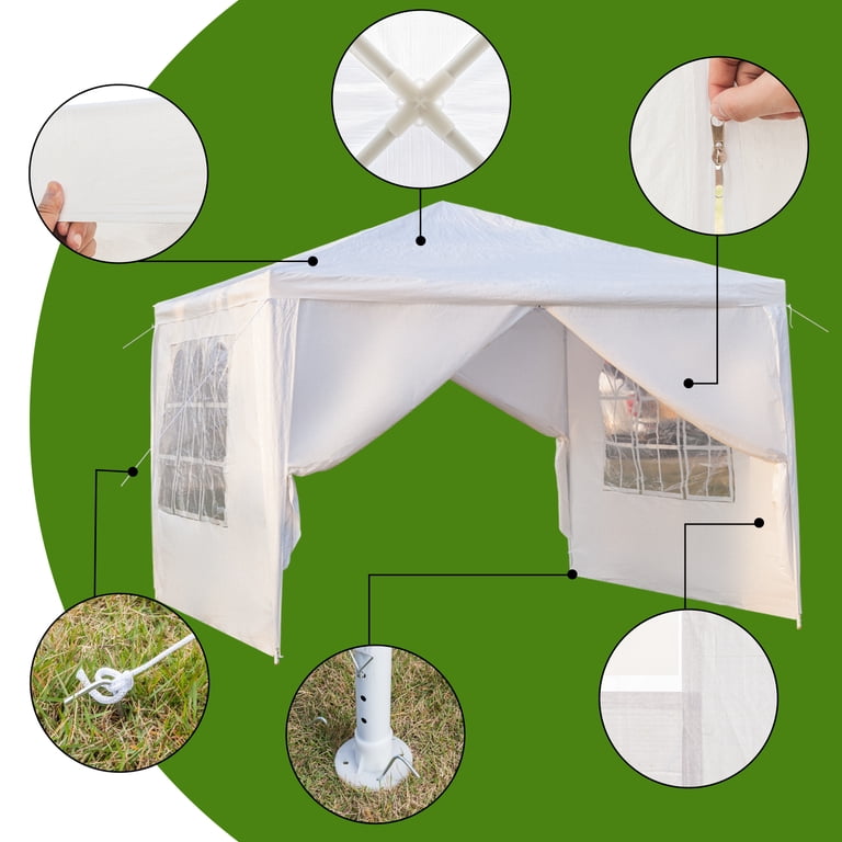 10x10ft Wedding Party Tent Canopy Gazebo With 4 Side Walls - Waterproof Outdoor Shelter 10 thumbnail image