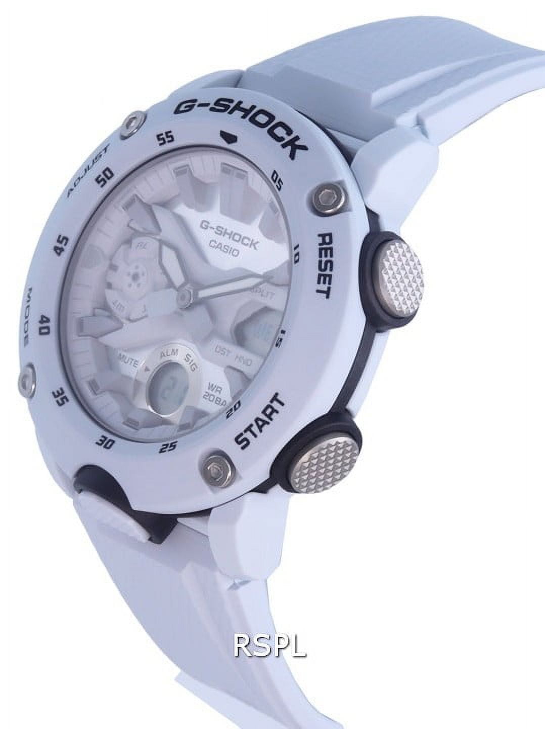 Casio Men's 24 mm Carbon Composite Plastic Wristwatches, White, GA-2000S-7A