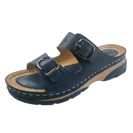 

Penkiiy Women Fashion Vintage Hollow out Wedge Sandals Ladies Slip On Comfortable Shoes