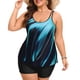 thumbnail image 4 of Trajes de baño Tankini Aolina para mujer, talle alto, azul, talla 22W, 4 of 6