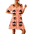 thumbnail image 2 of SELONE Womens Ruffle Nightgown Plus Size Halloween Sleep Dress Pink Bats Mini Dress Casual Party Nighties with Pickets, 2 of 5
