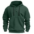 thumbnail image 3 of Men's Sports Hoodies Button Down Drawstring Solid Color Pullover Tops Casual Stylish Hooded Sweatshirts With Pocket (XL, Army Green), 3 of 4