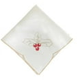 thumbnail image 5 of Fennco Styles Christmas Embroidered Holly Cloth Napkins 20" W x 20" L, Set of 4 – Ivory Dinner Napkins for Home, Holiday Décor, Family Gathering, Banquets, Special Occasion, 5 of 6