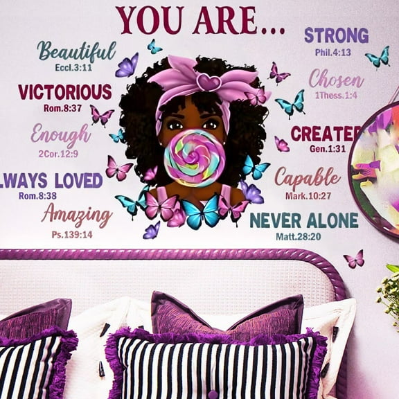 Wall Decals for Girls Toddler Bedroom,Black Girl Magic Inspirational Quotes Wall Stickers,Motivational Saying African American Girls Wallpaper for Baby Bedroom Room Wall Decor Decoration
