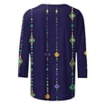 thumbnail image 4 of Cavosen Mardi Gras Womens 3/4 Sleeve Tops T Shirts Festival Carnival Round Neck Tops Mask Graphic Print Blouse Holiday Fashion Shirts Dressy Going out Tees Party Shrove Tuesday Blue L, 4 of 5