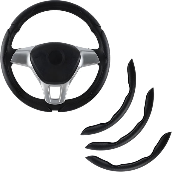 MELIVO 3pcs Car Carbon Fiber Anti-Skid Steering Wheel Cover,Segmented Steering Wheel Protector,Butterfly Steering Wheel Cover,Universal 99% Car Wheel Cover Protector,Car Interior Accessories (Black)