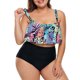thumbnail image 3 of Señoras con almohadillas para el pecho sin aros de impresión sin espalda Sexy cubierta del vientre Split Bikini conjunto de dos piezas Fridja  nalpqowj59562, 3 of 4