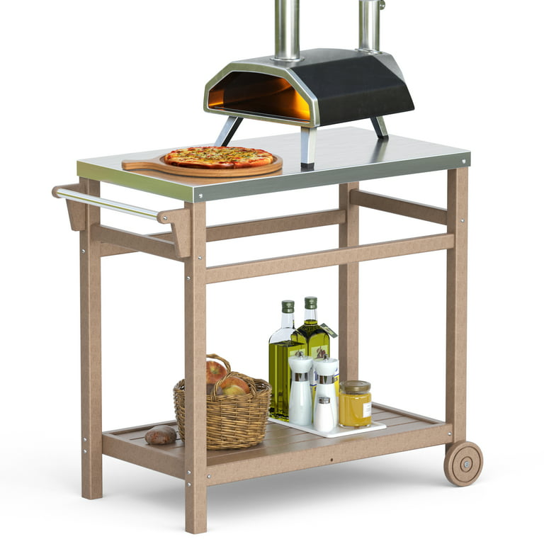 Oven Cart Table with Pizza Topping Station, Work Cart Outdoor Grill St –  GrillPartsReplacement - Online BBQ Parts Retailer