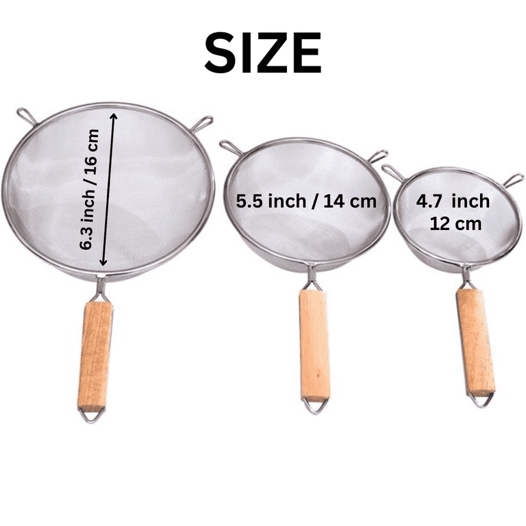 Jeexi 3-Piece Stainless Steel Strainer Set, Wooden Handles photo 8