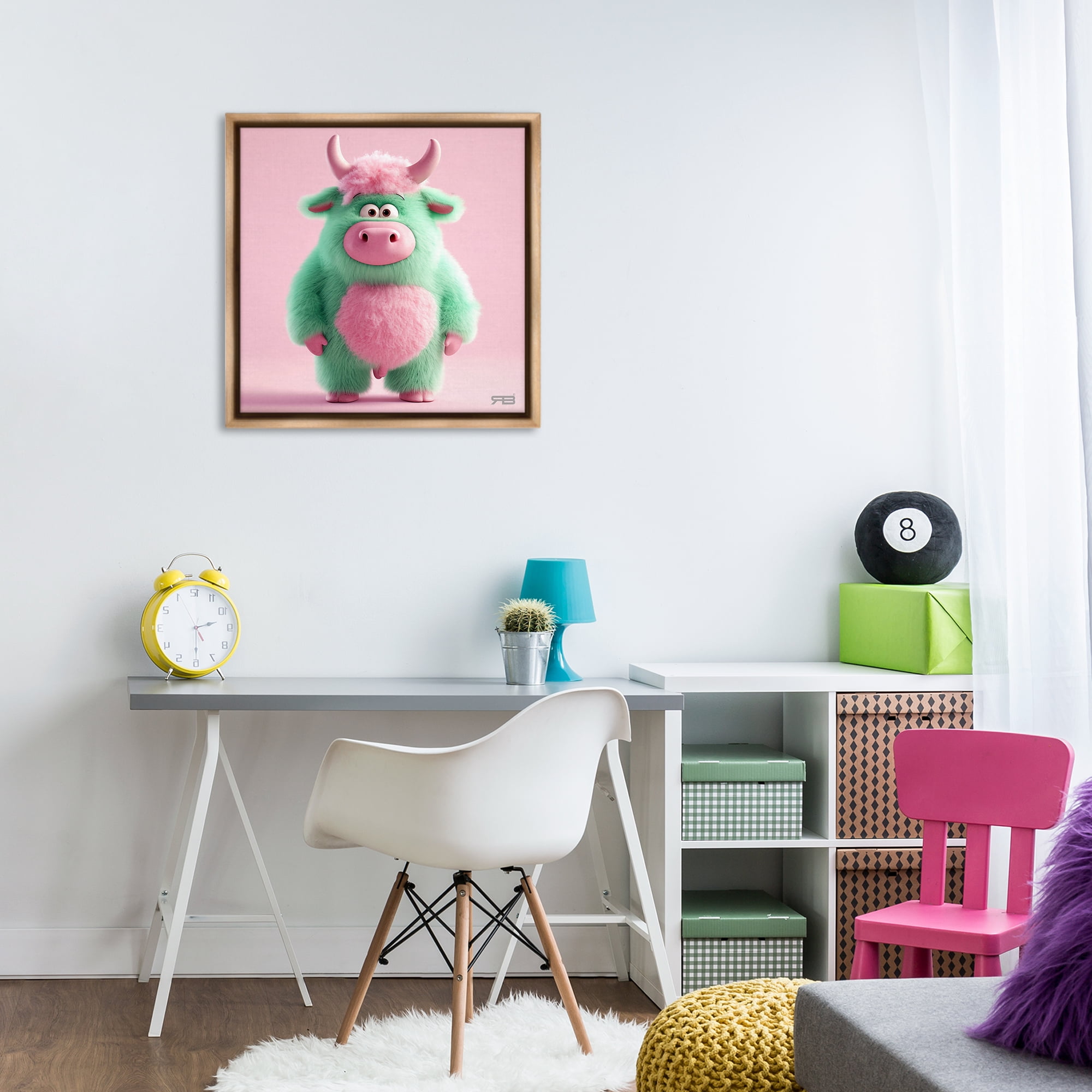 Stupell Industries Silly Green Cow Animals Painting Brown Floater Framed Canvas Art Print Wall Art, 25 x 25