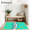 thumbnail image 3 of ODIKA 5'x7' Machine Washable Non-Slip Area Rug, Cheerful Penguin Parade Cartoon Inspired Interlocking Graphic Motif High Traffic Rug with Pad, Black, 726084, 3 of 8