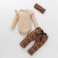 thumbnail image 2 of Gibobby Baby Girls Ribbed Bodysuit, Jogger Pants and Headband 3 Piece Outfit Set Newborn to Infant(Beige,0-3 Months), 2 of 5