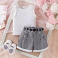 thumbnail image 4 of Tkrady Toddler Girl Outfits Spring Summer Sleeveless Shirts Shorts Belt Set Outer Wear Casual Suit, Sizes 1-4 Years, 4 of 7