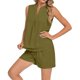 thumbnail image 2 of Camiseta de Manga Corta con Cuello en V para Mujeres con Pantalones Cortos de Bolsillo, Pantalones Casuales Y el Conjunto Superior para las Mujeres, 2 of 5