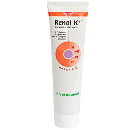 Vetoquinol Renal K+ (Potassium Gluconate) Potassium Supplement Gel for Dogs and Cats, 5oz