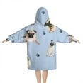 thumbnail image 2 of Pug and Footprints Blanket Hoodies for Kids 6-13YR Oversize Wearable Blanket Hoodies for Boys Girls Teens, 2 of 7