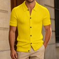 thumbnail image 2 of xfsWaSs Men's Short Sleeve Ribbed Knit Shirts Solid Color Casual Button Down Shirt Soft Comfortable Stretch Tops Fashion Everyday Wear Mens Shirts, 2 of 4