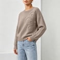 thumbnail image 5 of ClodeEU Women's Crew Neck Long Sleeve Bow Knit Sweater,Casual Loose Solid Color Pullover Tops ,Women's Plus S, 5 of 8