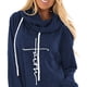 thumbnail image 2 of Sudaderas con capucha de manga larga para mujer Diseño con estampado de cordón Sudadera cómoda y transpirable para damas Azul oscuro M, 2 of 5