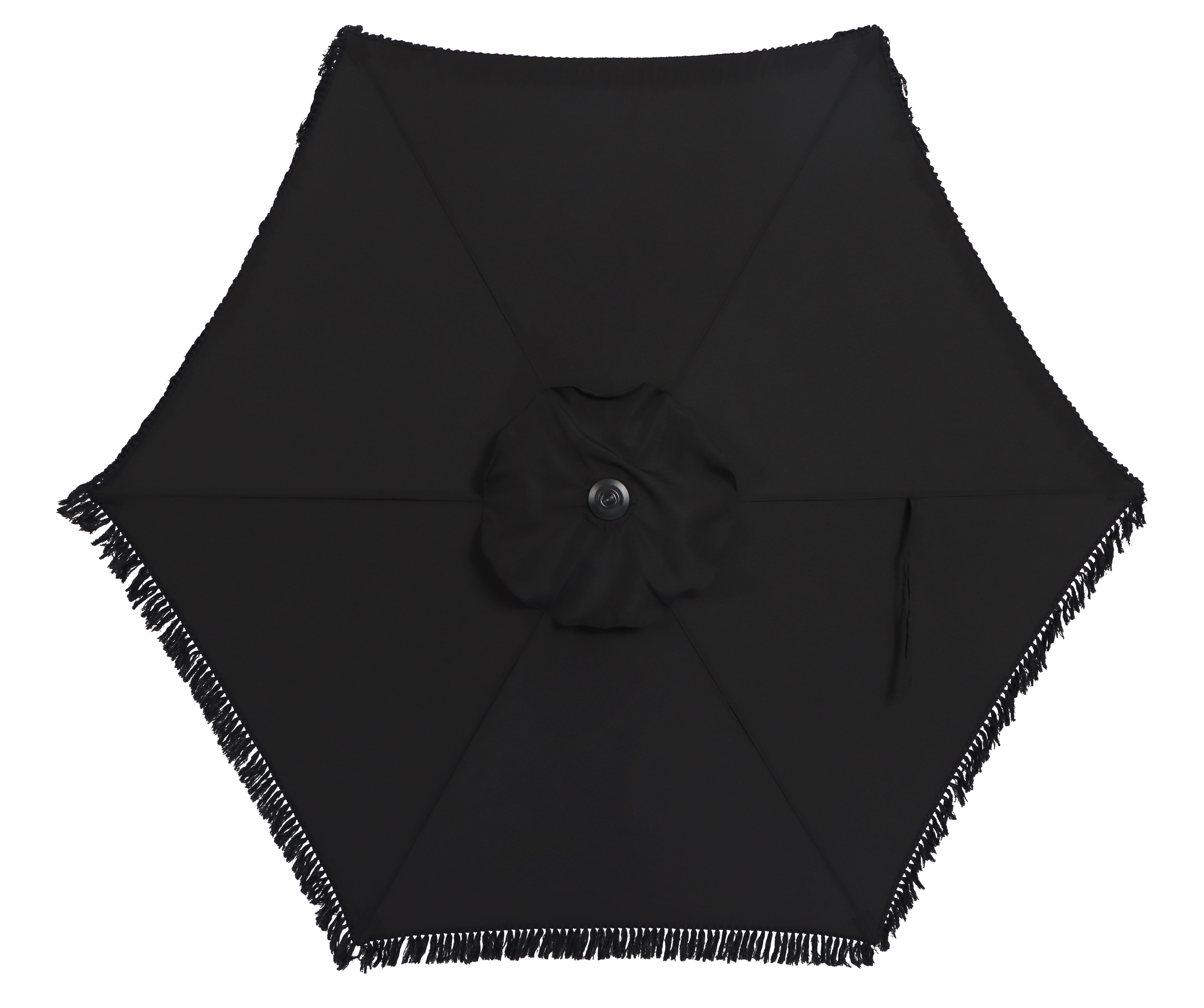 Better Homes & Gardens 7.5" Black Solid Print Round Fringe Patio Umbrella