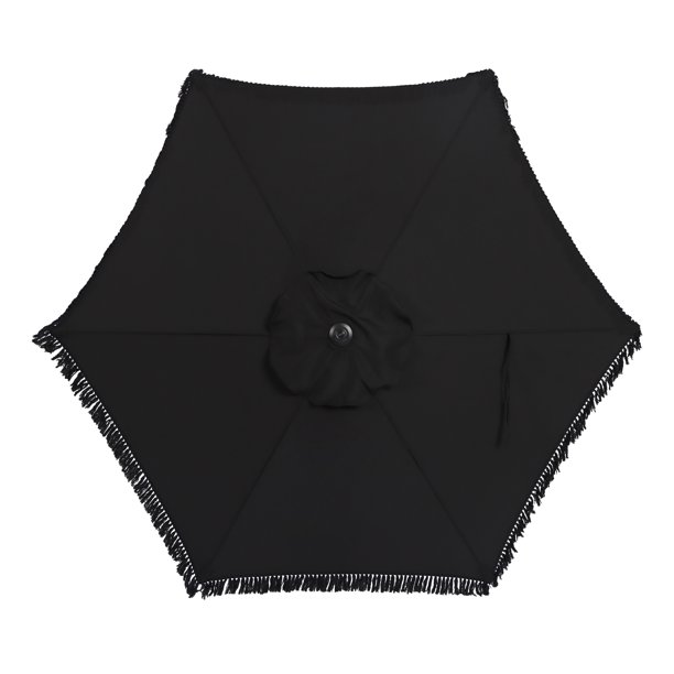 better homes & gardens ventura 7.5 fringe patio umbrella Free Shipping! Better Homes & Gardens Outdoor 7.5' Black Ventura Fringe  Round Push-up Premium Patio Umbrella