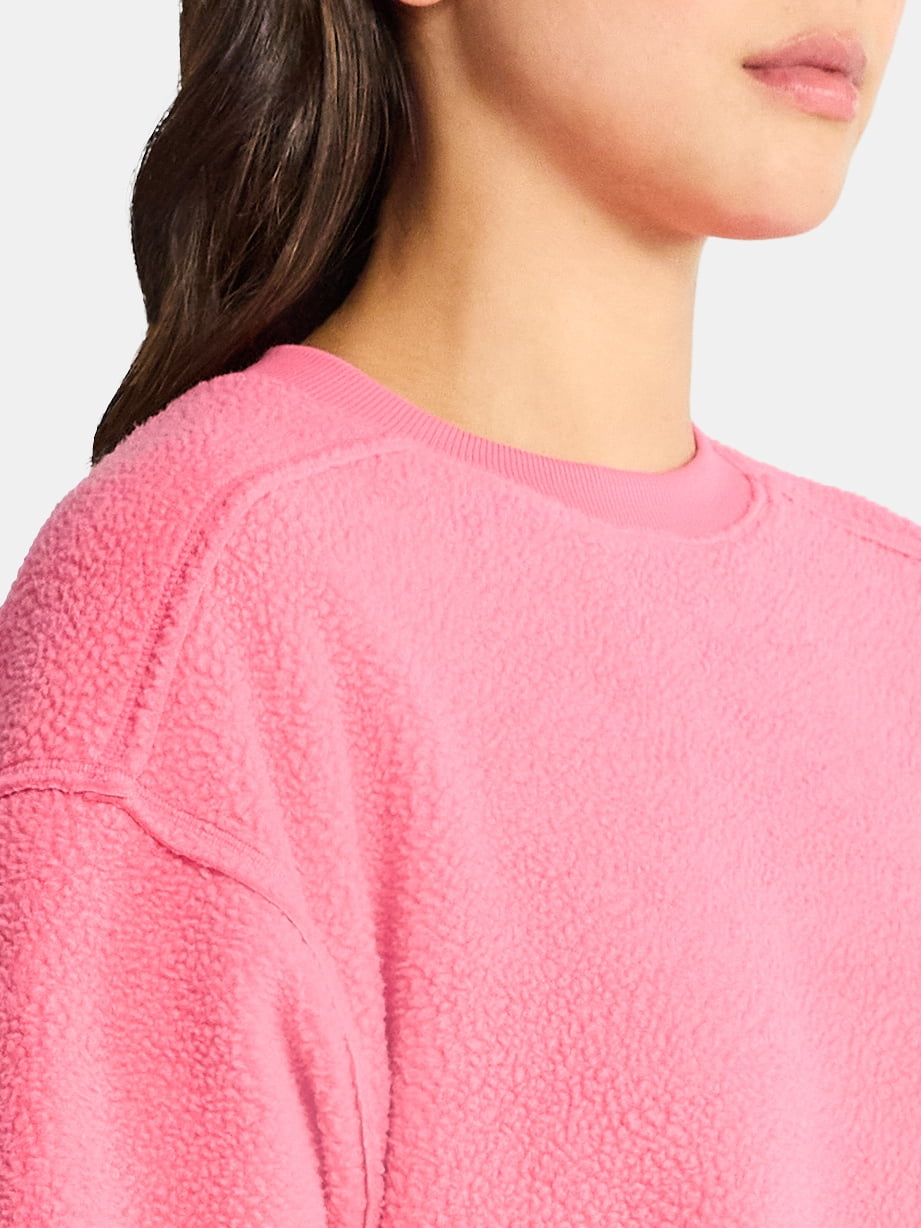 Time and Tru Women's Reverse Fleece Pullover Sweatshirt, XS-XXXL