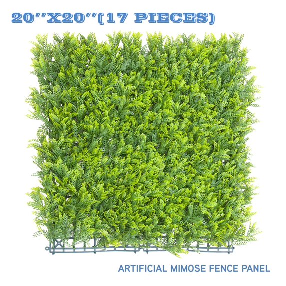 Sunshades Depot Artificial Mimose Fence Panel Green Wall Windscreen Privacy Screen Decorative Ivy Faux Leaves-17Pcs