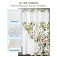 thumbnail image 2 of No Hook Shower Curtain with Snap in Liner Butterfly White Shower Curtain -Fabric Waterproof Inner Liner, Flowers Green Leaves Fruit Shower Curtains Washable 60"x72", 2 of 9