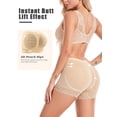 thumbnail image 3 of Women's Padded Butt Lifter Shaping Panties, Seamless Tummy Control Lace Boyshorts with Removable Pads Apricot, 3 of 7