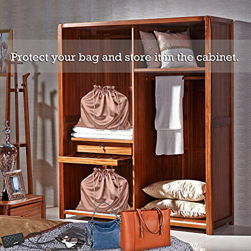 White PlasMaller Dust Cover Storage Bags Thick Silk Cloth Pouch with Drawstring For Luxuries Handbags Tote Purses Shoes Boots Set of 1
