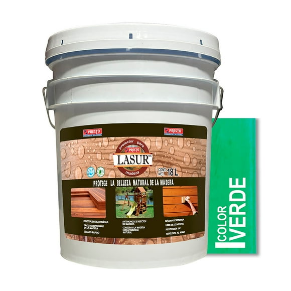 Presto Lasur Protector para madera Verde 18 L