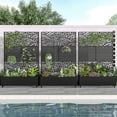 thumbnail image 2 of MAYEERTY 3-Set 47*16" Outdoor Black Metal Planter Box with Trellis for Climbing Plants,Leafy & Parallel Pattern, 2 of 8