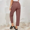 thumbnail image 5 of WQQZJJ Women's Pants with Pockets Elastic Waist with Button Baggy Solid Casual Chinos Straight Leg Trousers Size S-2XL, 5 of 8
