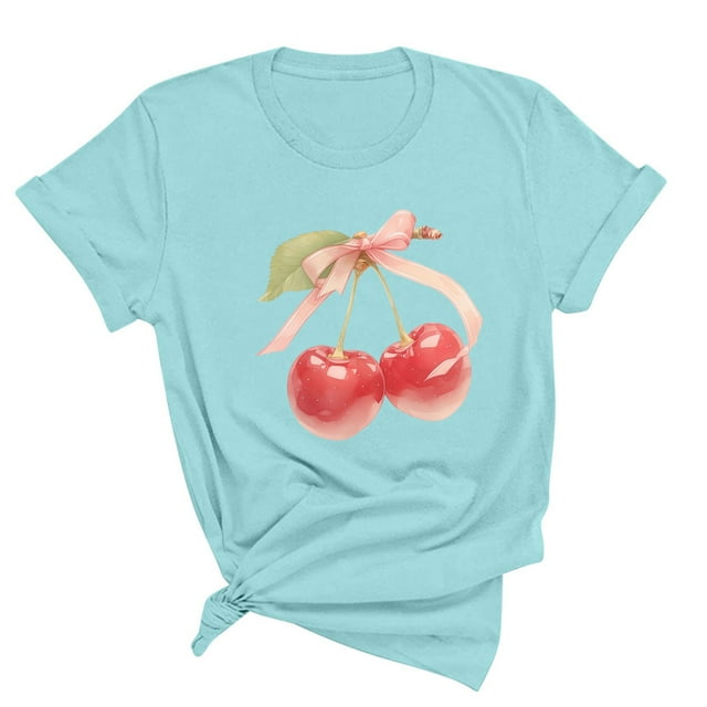Blusas de Manga Corta para las Mujeres Divertida Impresión Cuello Redondo Camiseta Vintage, Blusas de Primavera para las Mujeres