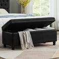 thumbnail image 2 of GZXS 44.5" Upholstered Tufted Button Storage Bench, Black Faux Leather Bed-End Ottoman with Wooden Spindle Legs, for Entryway, Bedroom, Living Room, 2 of 6