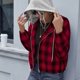 thumbnail image 4 of Puntoco chaqueta de mujer nuevo estilo camisa a cuadros suelta manga larga Casual cremallera chaqueta con capucha abrigo liquidación de Navidad Puntoco Puntoco-1735, 4 of 5