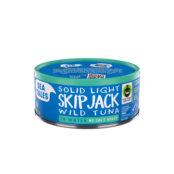 Sea Tales MSC Wild Caught Skipjack Tuna in Water No Salt Added, 5 oz Can