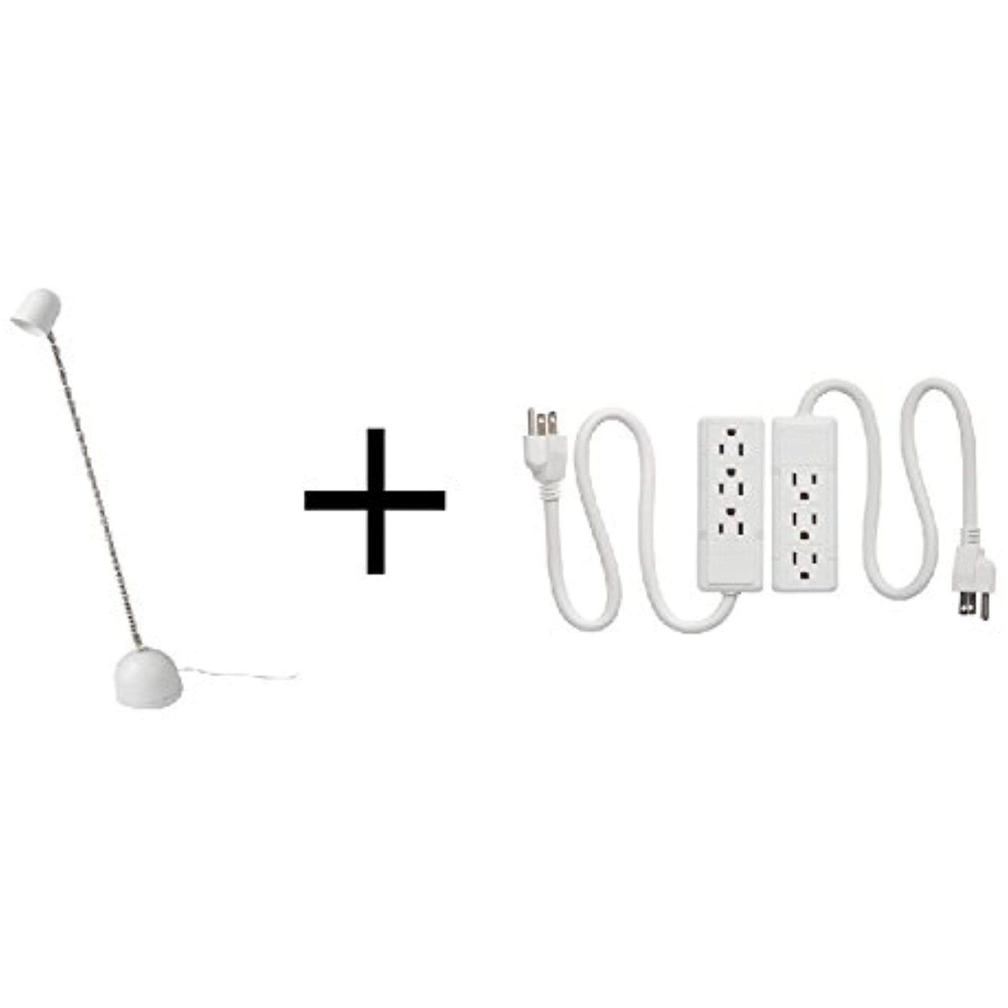 IKEA LED floor lamp, dimmable, white and Ikea 3 outlet power strip