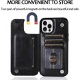 thumbnail image 5 of Phone Case Design for iP16 Pro Flip Folio Wallet Case with Credit Card Holder Slot PU Leather Cases Durable Kickstand Protective Cover for Women Men Girls 6.3 inch Blsck, 5 of 13