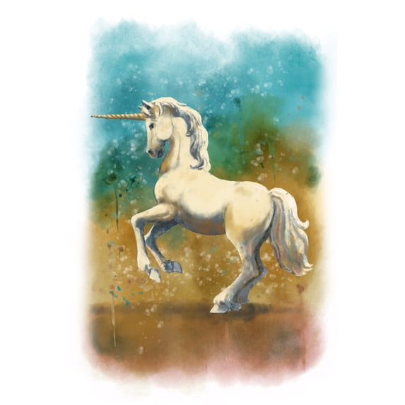 Unicorn, Watercolor (36x54 Giclee Gallery Art Print, Vivid Textured Wall Decor)