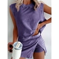 thumbnail image 3 of Womens Travel Outfits Summer Lounge Set Two Pieces Mineral Wash Cotton Tank Top Lined Split Athletic Skirt Set  XL, 3 of 5