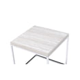 thumbnail image 3 of ACME Table d'Appoint Carrée en Bois Snyder en Chrome et Blanc, 3 of 4