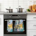 thumbnail image 4 of Yayeee 2 Pack Hand Towels for Bathroom 100% Cotton 16" x 28" Soft Absorbent Kitchen Towel, Colorful Leaves, 4 of 7