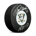 thumbnail image 1 of Teemu Selanne Signed Anaheim Mighty Ducks Retro Logo Puck with HOF Note, 1 of 2