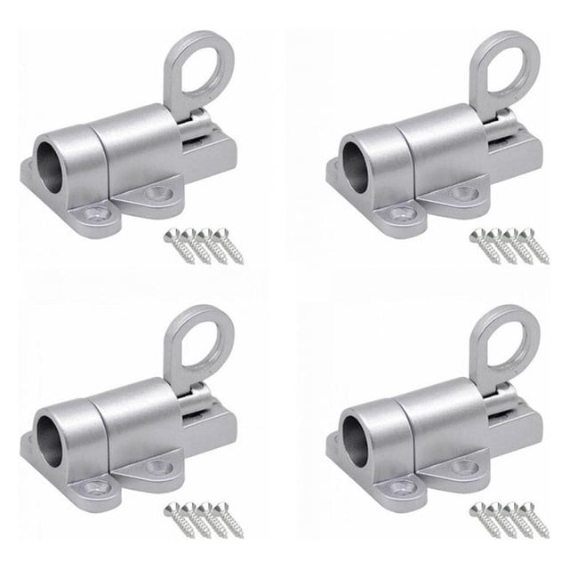 4 Pack Verrou de Porte en Alliage d'Aluminium Ressort Verrou à Ressort Automatique pour Porte de Cabane