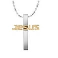thumbnail image 1 of Jesus Necklace  Men Woman  Silver Gold Plated Stainless Steel Anti-Tarnish Cross Pendant  J-325, 1 of 6