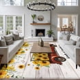 thumbnail image 3 of Sunflower Truck Area Rugs 8'x10', Small Throw Rugs for Living Room Patio, Elegant Yellow Floral Summer Botanical Wooden Indoor Outdoor Rug Non-Slip Low Pile Carpet Runner Reversible Floor Mats, 3 of 8
